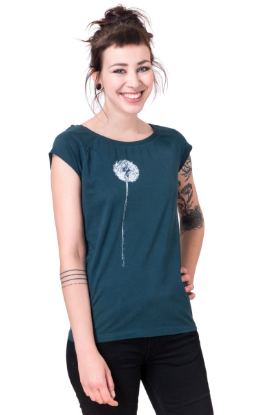 Bio- & Fairtrade-Frauenshirt Pusteblume, dunkelgrün
