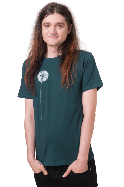 Bio- & Fairtrade-Männershirt Pusteblume, dunkelgrün L