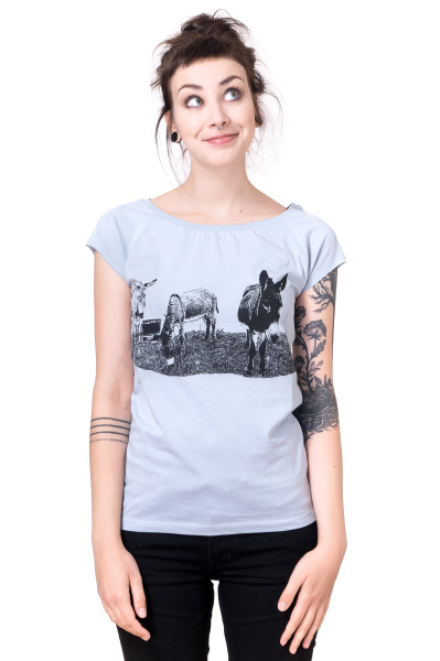 Bio- & Fairtrade-Frauenshirt Esel, hellgrau S