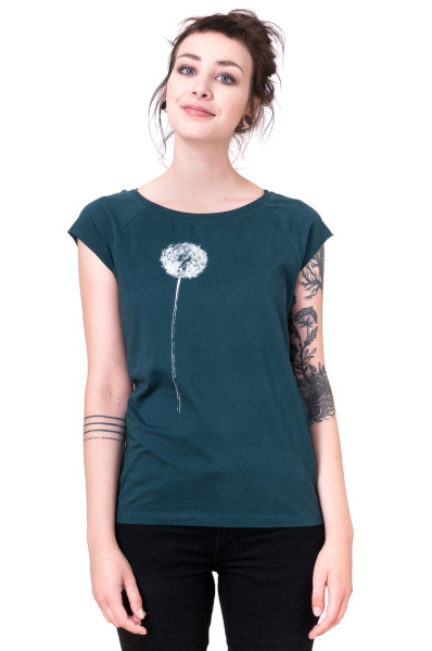 Bio- & Fairtrade-Frauenshirt Pusteblume, dunkelgrün XL