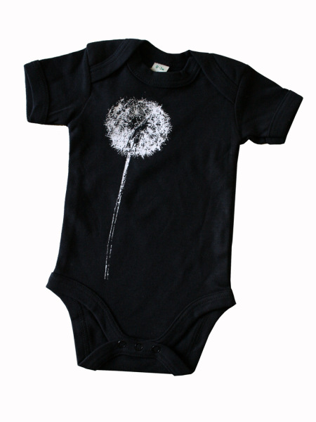Bio-Babybody Pusteblume, schwarz 6-12 Monate (Gr. 66-76)