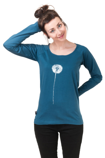 Frauen Longsleeve Pusteblume petrol