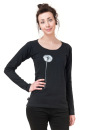 Frauen Longsleeve Pusteblume schwarz