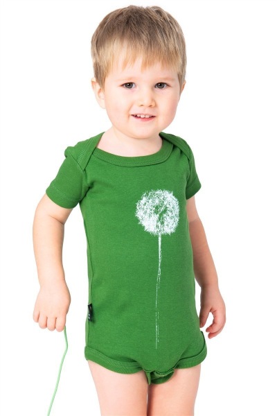 Bio-Babybody Pusteblume, grün S (0-3 Monate)