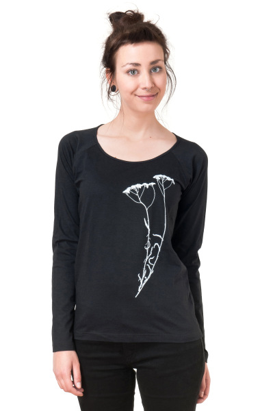 Frauen Longsleeve Schafgarbe schwarz XL
