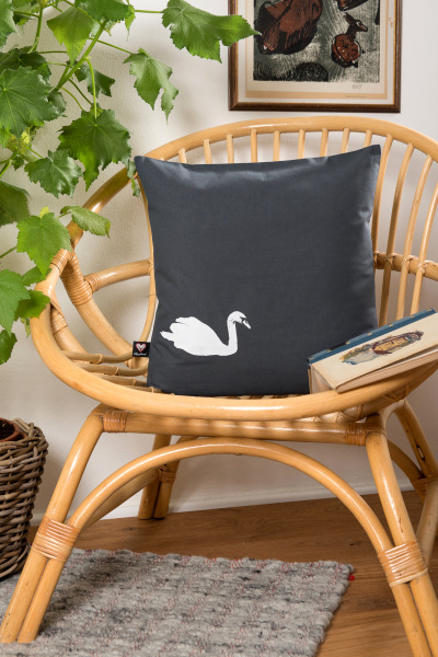 Bio-Kissenbezug Schwan anthrazit 40*40 cm