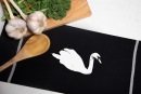 Handgewebtes Geschirrtuch Schwan schwarz