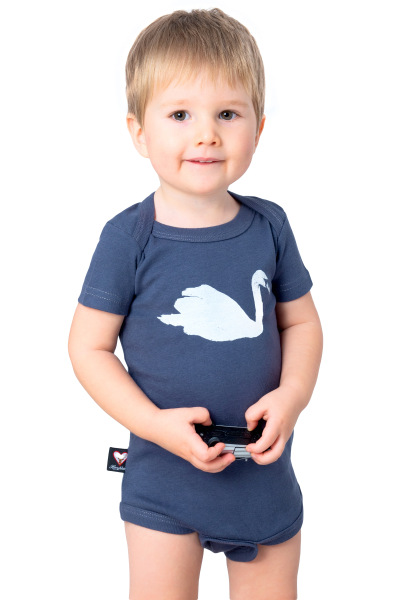 Bio-Babybody Schwan, grau S