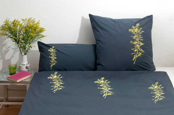 Bio-Bettwäsche Goldraute, anthrazit 135*200 & 80*80 cm