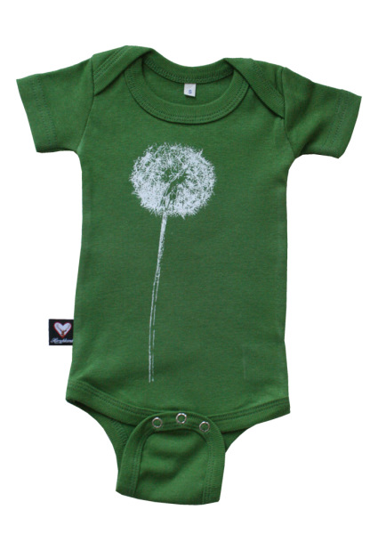 Bio-Babybody Pusteblume, grün XL (12-16 Monate)