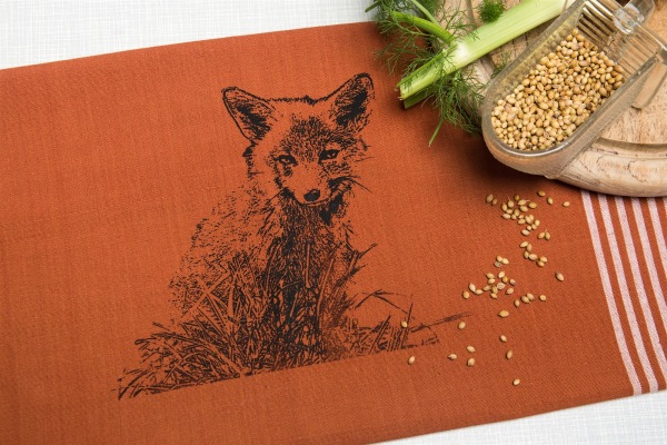 Handgewebtes Geschirrtuch Junger Fuchs, foxy