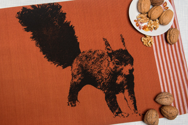 Bio&Fair-Trade Geschirrtuch handgewebt Eichhörnchen, foxy