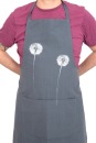 Bio- & Fair-Trade-Schürze Pusteblumen handgewebt, grau