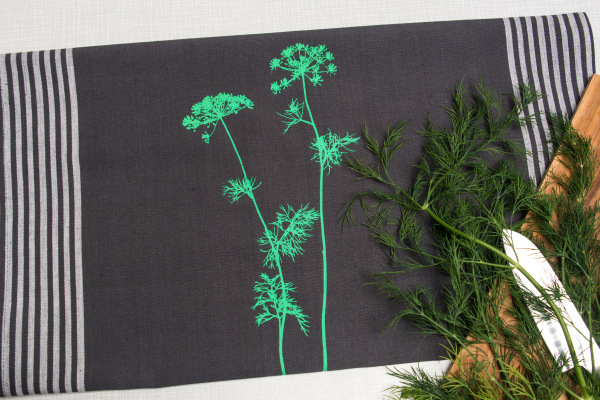 Handgewebtes Geschirrtuch Dill graphit