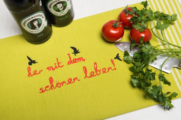 Handgewebtes Geschirrtuch Her mit... hellgrün