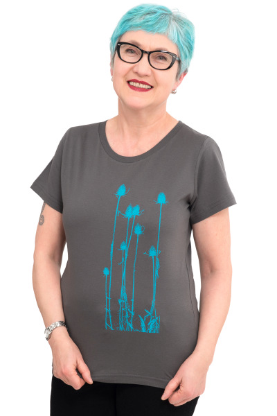 Fair-Trade-Frauenshirt Distel *made in Kenia*, dunkelgrau L