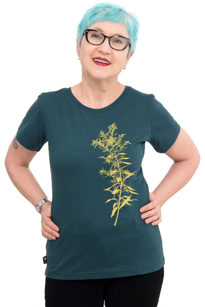 Fair-Trade-Frauenshirt Goldraute *made in Kenia*, dunkelgrün XS