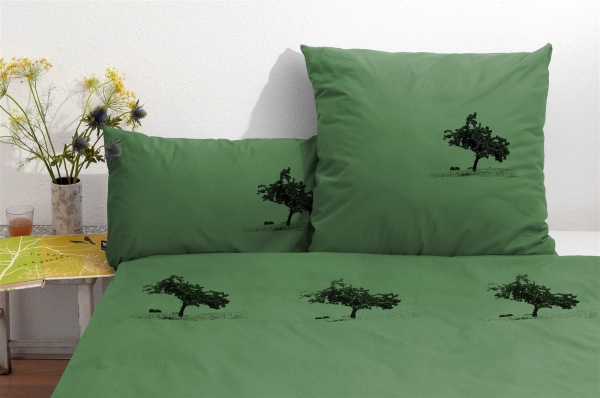 Bio-Bettwäsche Apfelbaum, grün 200*220 & 2x 80*40 cm