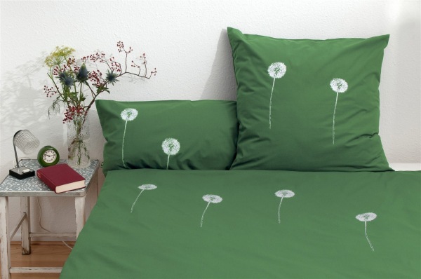 Bio-Bettwäsche Pusteblume, grün 200*220 & 2x 80*80 cm