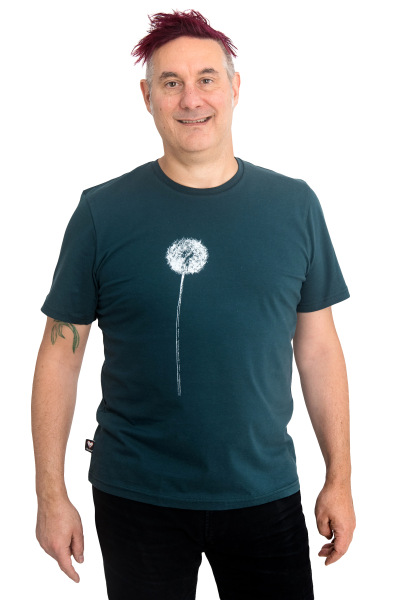 Männershirt Kenia Fair Trade Pusteblume, dunkelgrün M