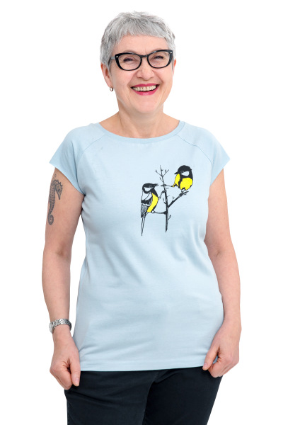 Frauen Raglan Shirt Kenia Kohlmeisen hellgrau