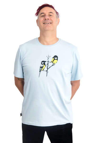 Männershirt Kenia Fair Trade Kohlmeise, hellgrau XL