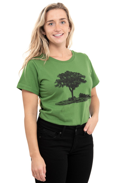 Frauenshirt Kenia Fair Trade Baum im Oderbruch, leaf green