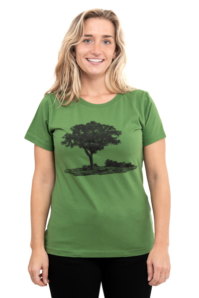 Frauenshirt Kenia Fair Trade Baum im Oderbruch, leaf green XXL
