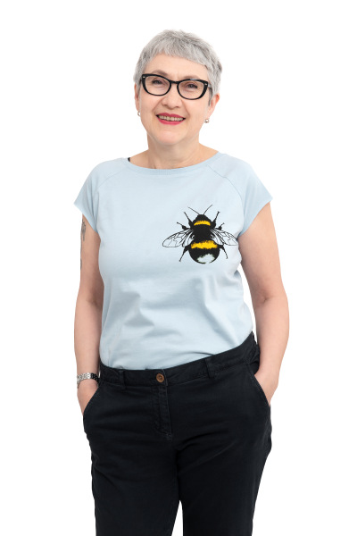 Frauenshirt Kenia Raglan-Ärmel Erdhummel, hellgrau XL