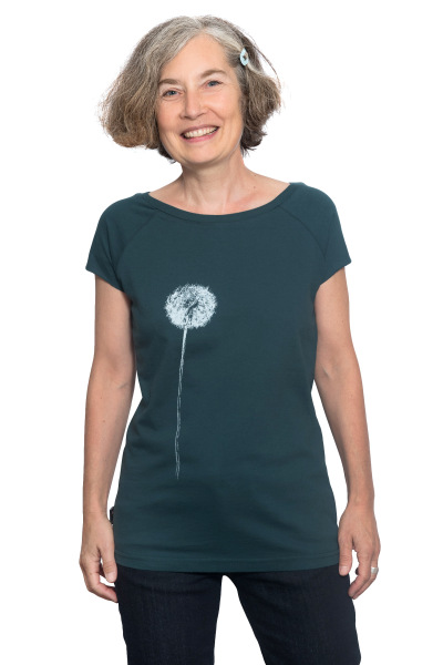 Frauenshirt Kenia Fair Trade Raglan Pusteblume, dunkelgrün XL