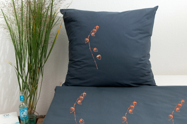 Bio-Bettwäsche Physalis, anthrazit 135*200 & 80*80 cm