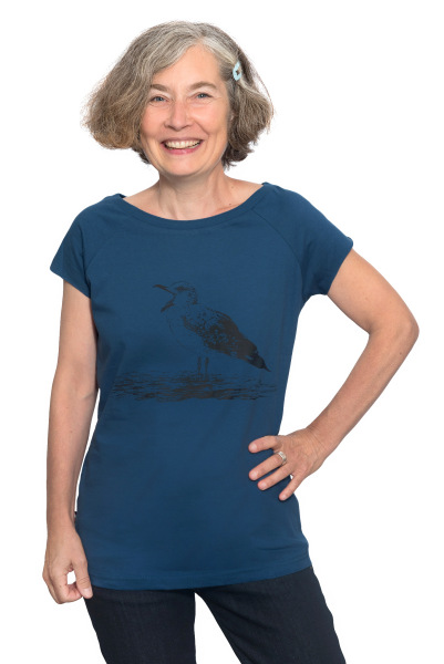 Frauenshirt Kenia Fair Trade Raglan Mittelmeermöwe, dunkelblau M