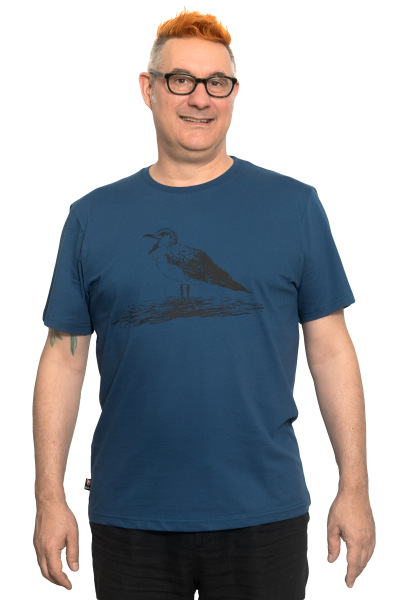 Männershirt Kenia Fair Trade Mittelmeermöwe, dunkelblau S