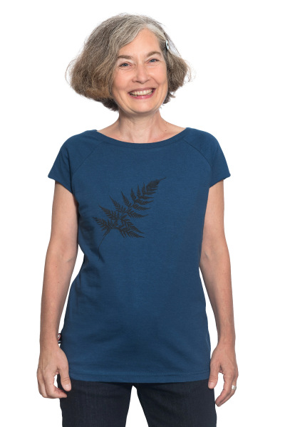 Frauenshirt Kenia Fair Trade Raglan Farn, dunkelblau L