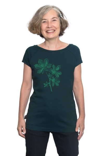 Frauenshirt Kenia Fair Trade Raglan Kastanie, dunkelgrün M