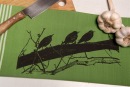 Handgewebtes Geschirrtuch Drei Stare leaf green
