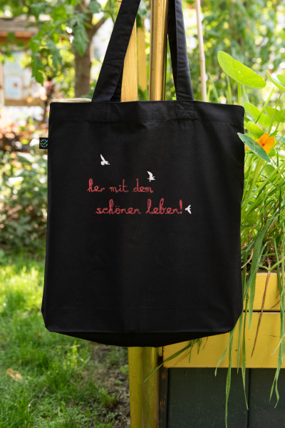 Bio-Fashion-Bag "her mit dem schönen Leben!" schwarz