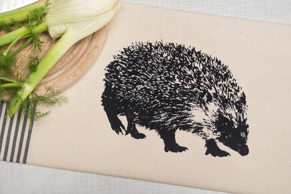 Handgewebtes Geschirrtuch Igel natur