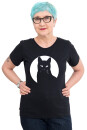 Frauenshirt Kenia Fair Trade Schwarzer Kater, schwarz