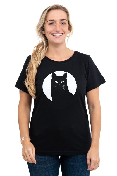 Frauenshirt Kenia Fair Trade Schwarzer Kater, schwarz M