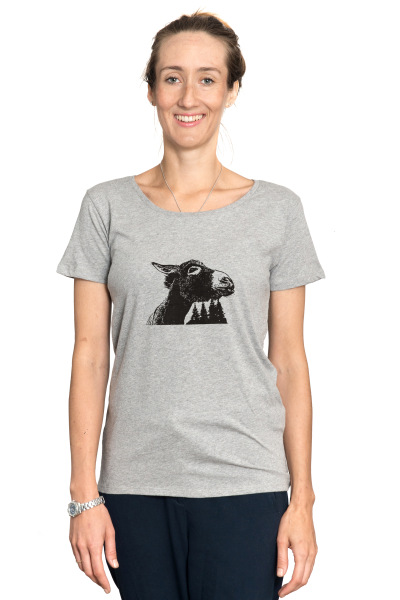 Frauenshirt Esel grau meliert S