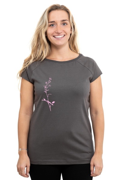 Frauen Raglan-Shirt Kenia Strauchrose dunkelgrau