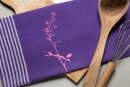 Handgewebtes Geschirrtuch Strauchrose lila