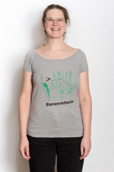 Bio-Frauenshirt TT Bienenretterin, grau-meliert XL
