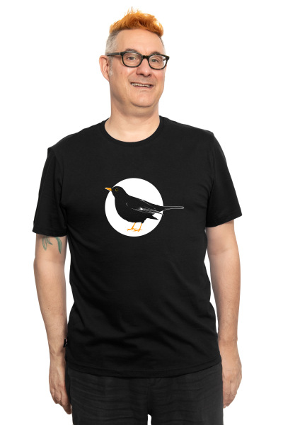 Männershirt Kenia Fair Trade Amsel, schwarz L