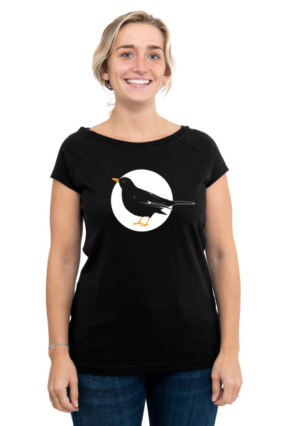Frauenshirt Kenia Fair Trade Raglan Amsel, schwarz M