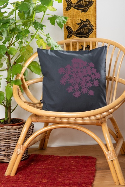 Kissenbezug Lila Blume 40*40 anthrazit