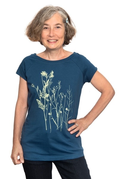 Frauenshirt Kenia Fair Trade Raglan Wilde Wiese, dunkelblau M