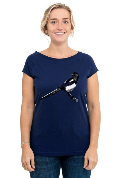 Frauenshirt Kenia Fair Trade Raglan Elster medieval blue M