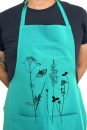 Bio-Schürze handgewebt Schmetterlingswiese türkis